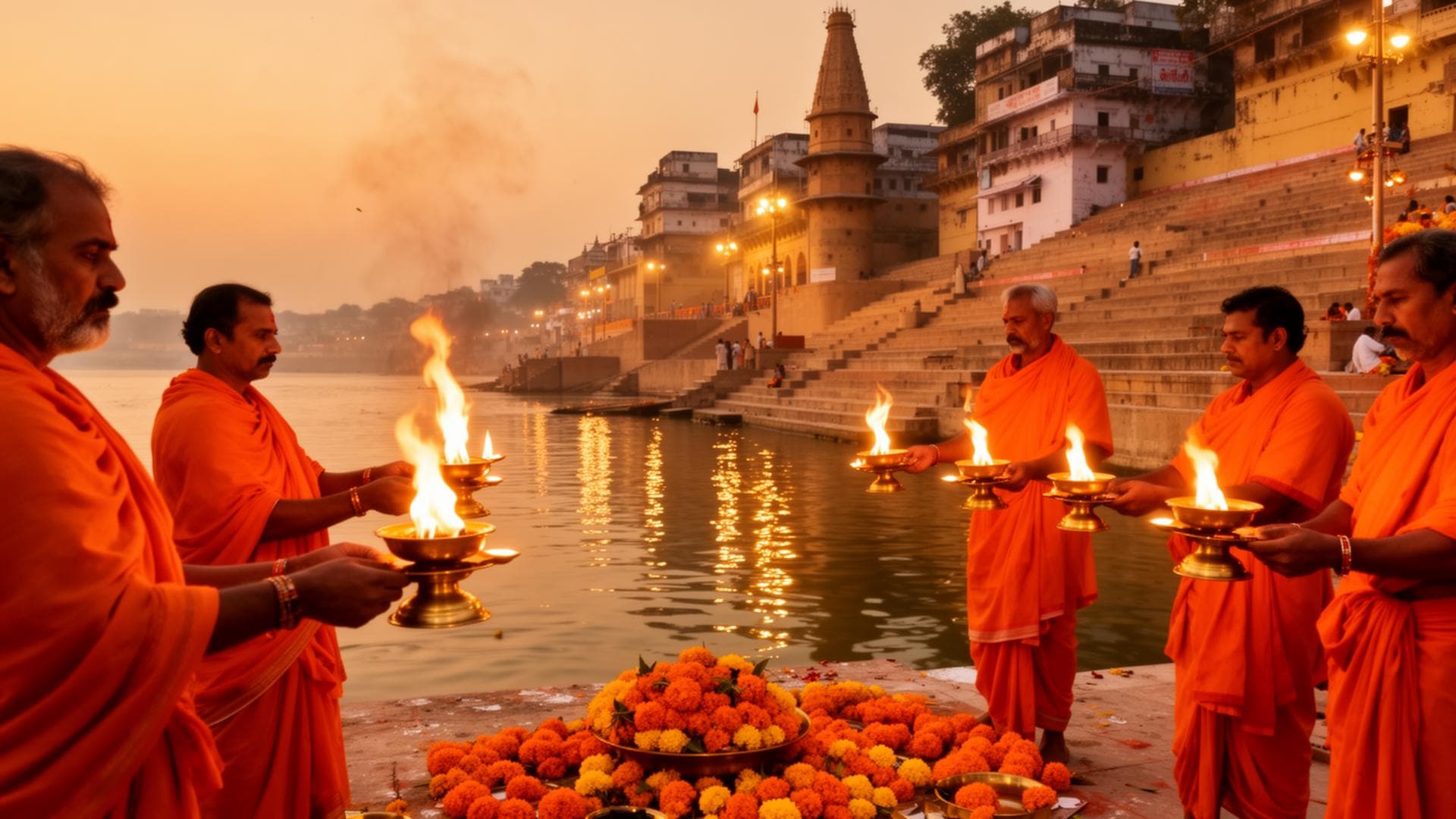 Ganga Aarti ceremony at Varanasi ghats